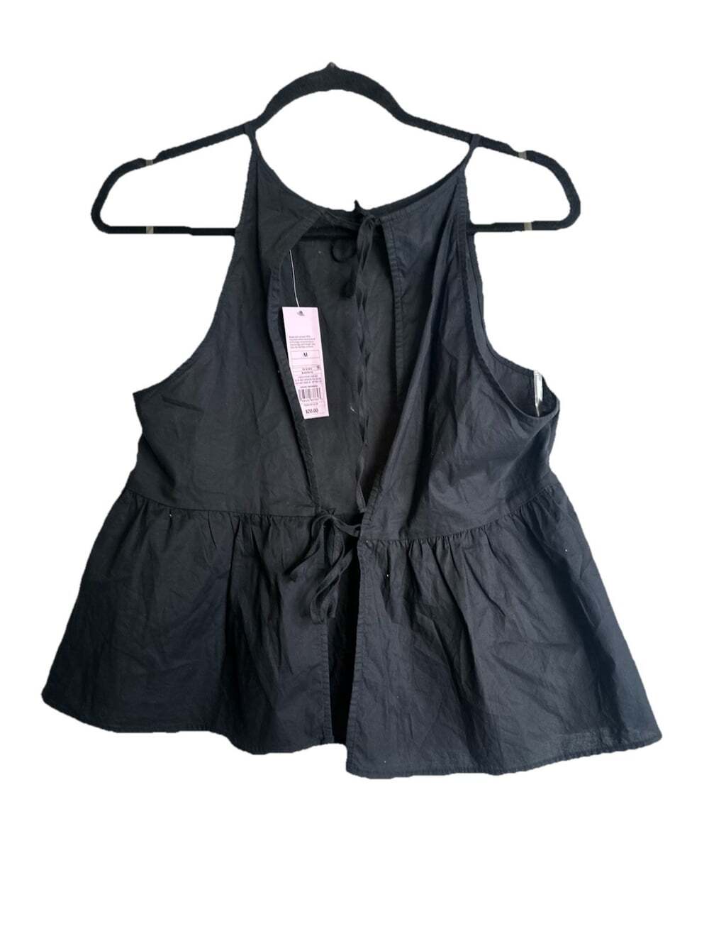 Wild Fable Black Tie Front Cami Top Adjustable Straps Smocked Back Size XL